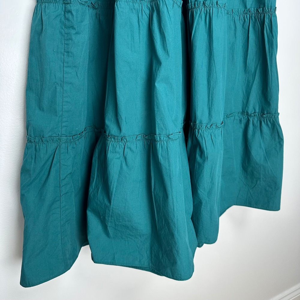 Quince 100% Organic Cotton Poplin Smocked Midi Dress in Garden Green L - Picture 9 of 11